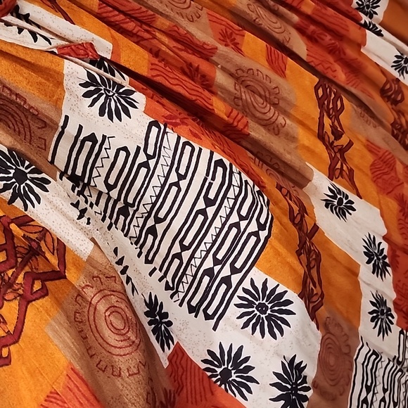 Chandni Bohemian Orange and Brown Maxi Dress - Picture 9 of 9